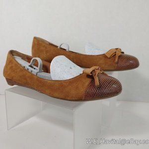 Franco Sarto® Amber™ Capped-Toe Brown Suede Ballet Flats Women's Size US 7.5